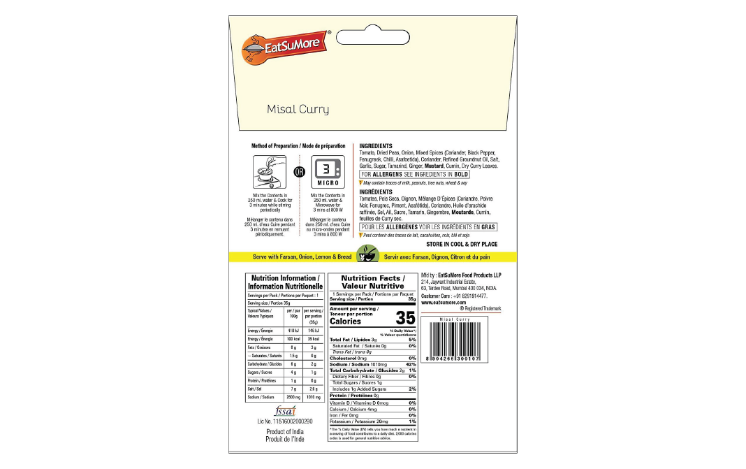 EatSuMore Misal Curry    Pack  35 grams